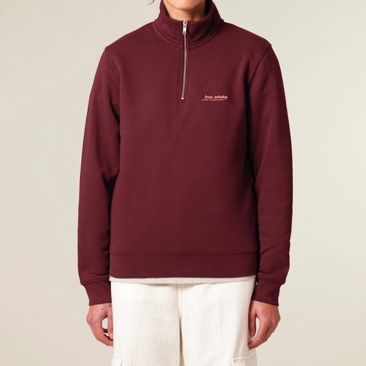 1/4-Zip Pulli Burgundy-Rot